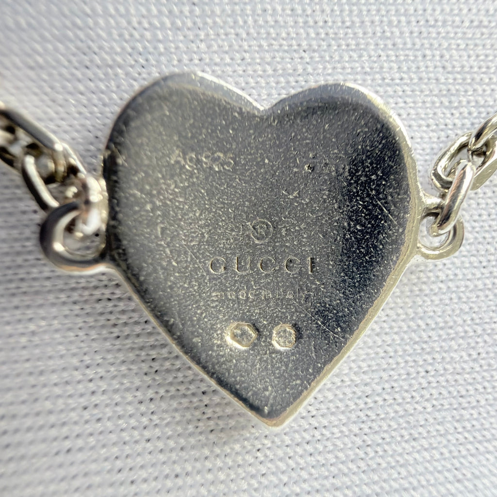 Gucci Red Heart Interlocking GG Bracelet Sterling Silver 925 16cm With packaging