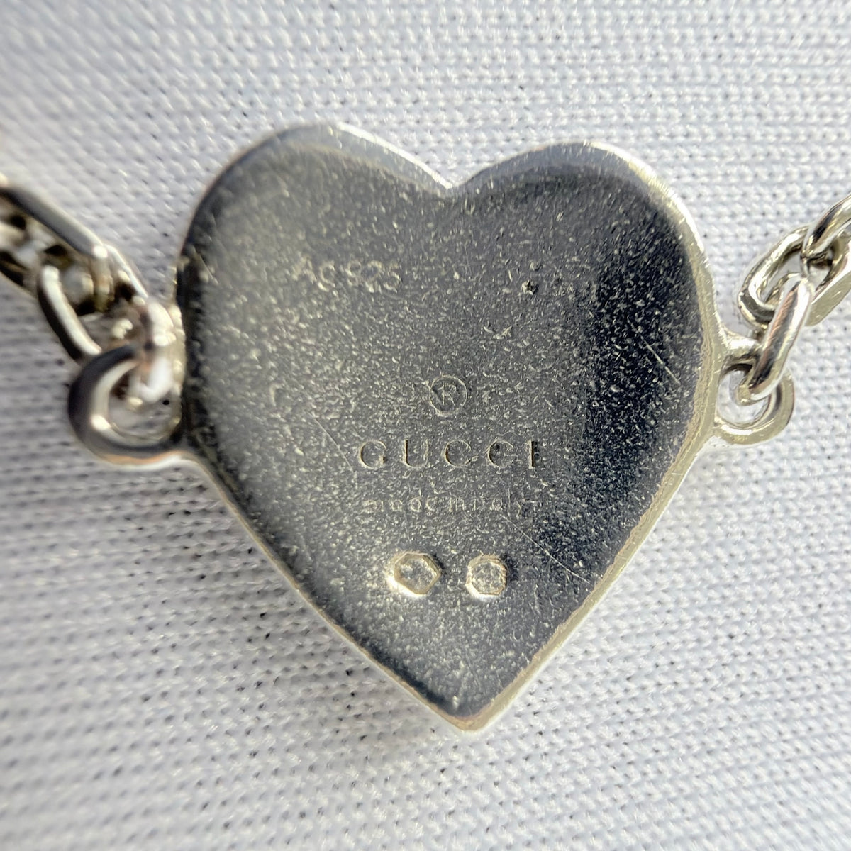 Gucci Red Heart Interlocking GG Bracelet Sterling Silver 925 16cm With packaging
