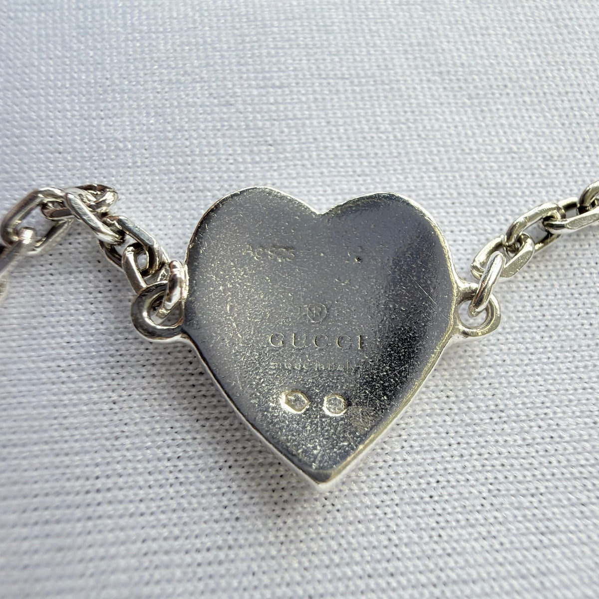 Gucci Red Heart Interlocking GG Bracelet Sterling Silver 925 16cm With packaging