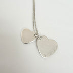 Tiffany&Co. Vintage Double Stacking Heart Sterling Silver 925 Necklace With Pouch