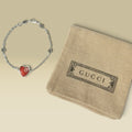 Gucci Red Heart Interlocking GG Bracelet Sterling Silver 925 16cm With packaging