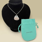 Tiffany&Co. Vintage Double Stacking Heart Sterling Silver 925 Necklace With Pouch