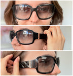CHANEL Vintage Black Butterfly Quilted Temples Sunglasses 5061 With Case